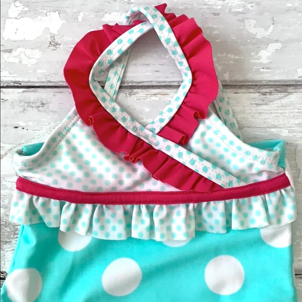 Baby Girl 0-3m Cat & Jack Swimsuit Mint Green Polka Dots Ruffles NB Newborn